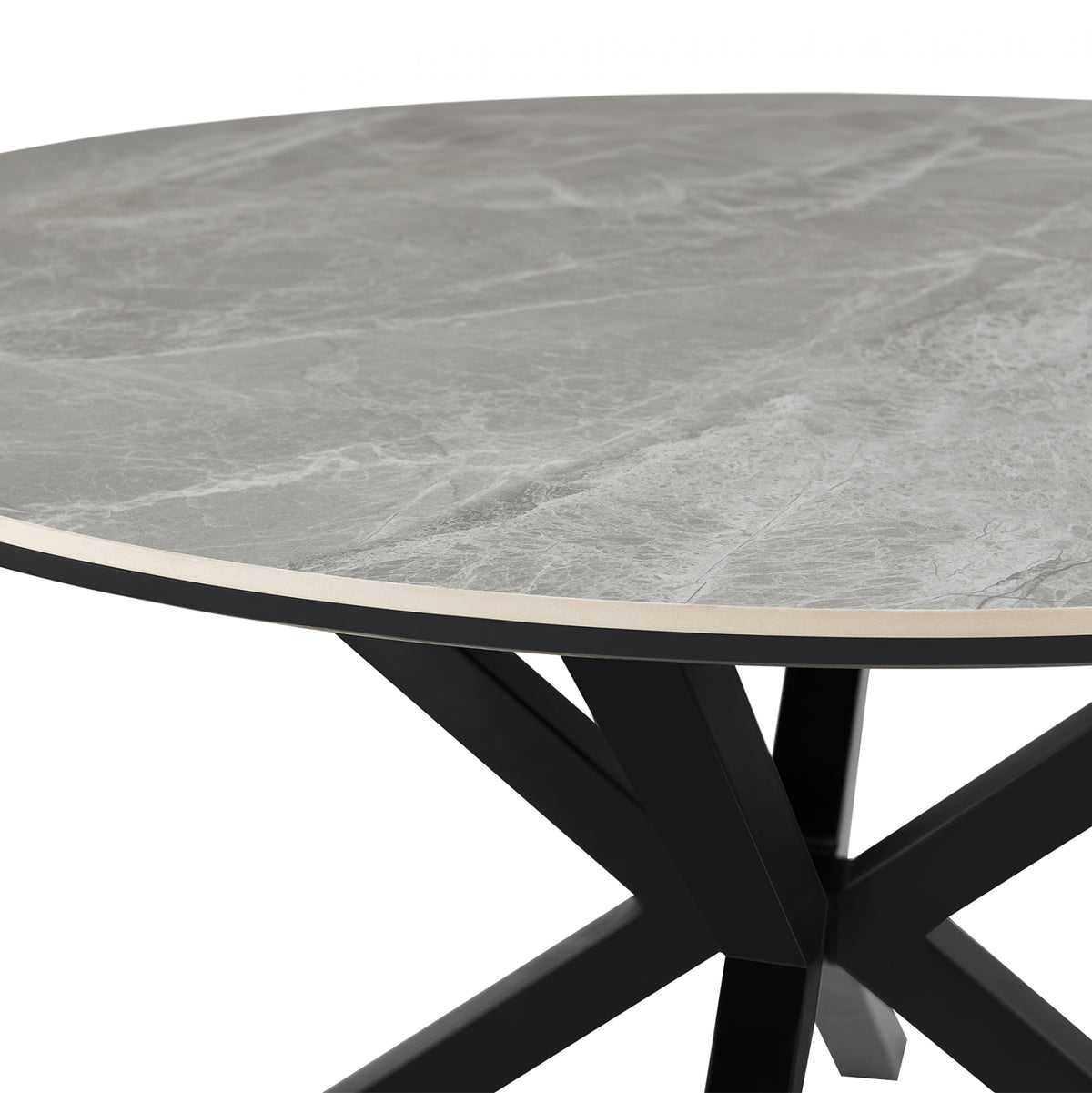 Dining Table Round Eragon Hm18460.03 Sintered Stone Top In Grey Marble Color Φ120x75hcm
