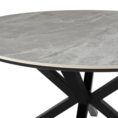 Dining Table Round Eragon Hm18460.03 Sintered Stone Top In Grey Marble Color Φ120x75hcm