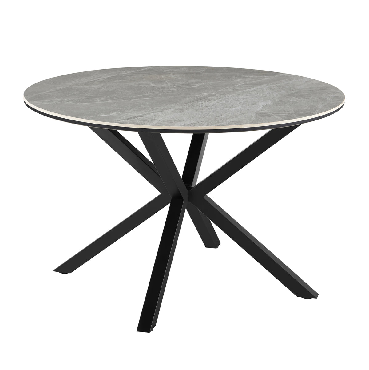 Dining Table Round Eragon Hm18460.03 Sintered Stone Top In Grey Marble Color Φ120x75hcm