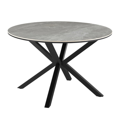 Dining Table Round Eragon Hm18460.03 Sintered Stone Top In Grey Marble Color Φ120x75hcm