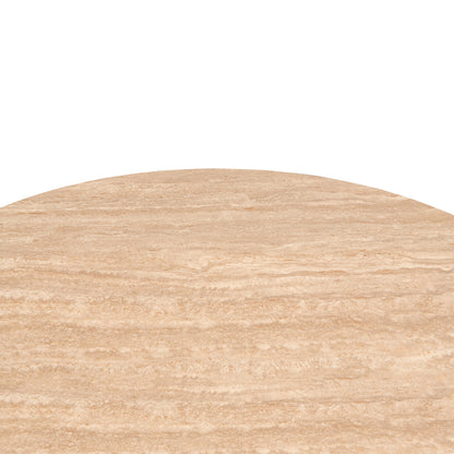 Dining Table Round Eragon Hm18460.04 Sintered Stone Top In Travertine Stone Look Φ120x75hcm