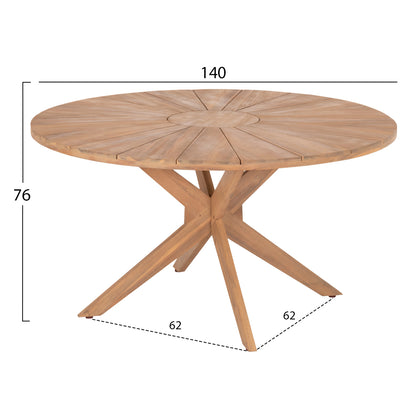 Dining Table Round CortΕΝ Hm6443 Acacia Wood In Natural Color Φ140x76hcm.