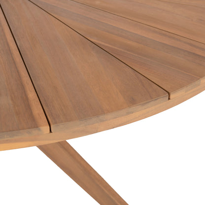 Dining Table Round CortΕΝ Hm6443 Acacia Wood In Natural Color Φ140x76hcm.