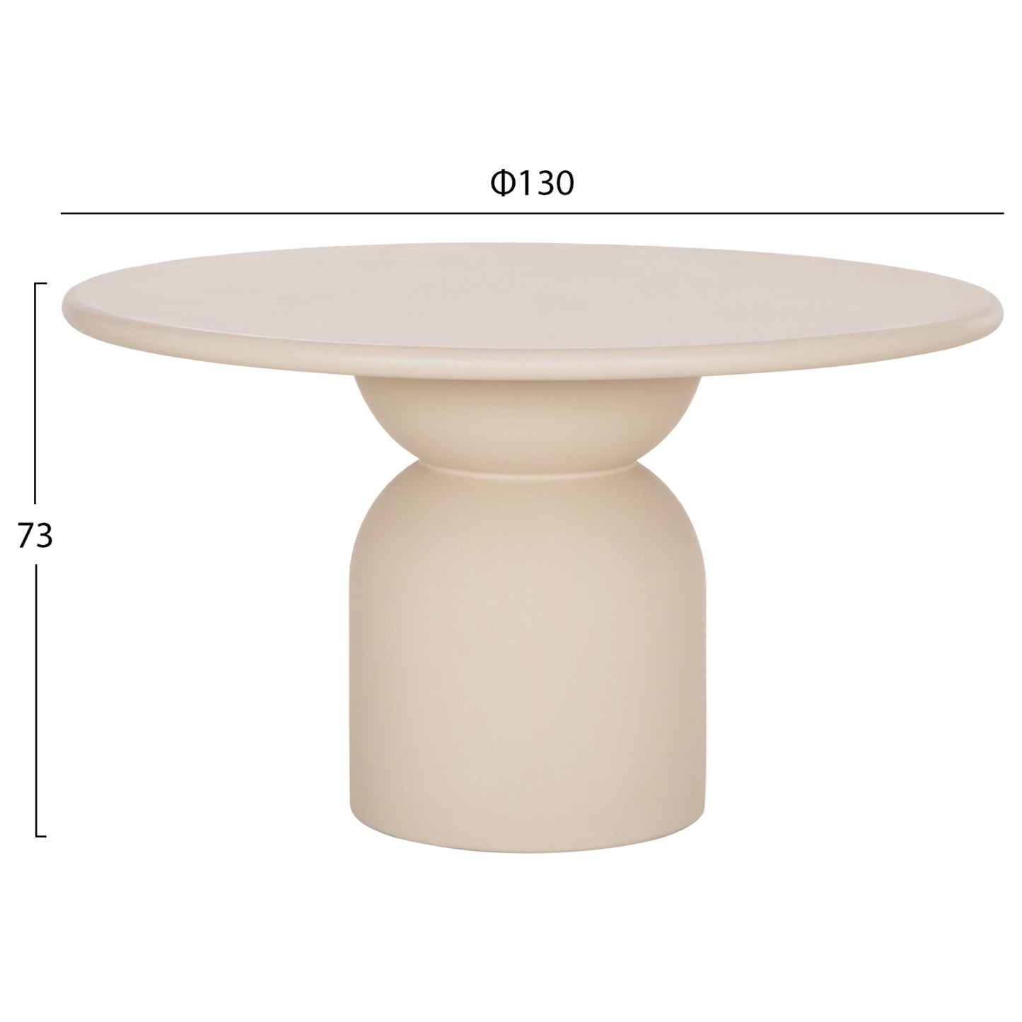Round Dining Table Kazvin Hm6582.02 Beige Fiber Cement Φ130x75hcm.