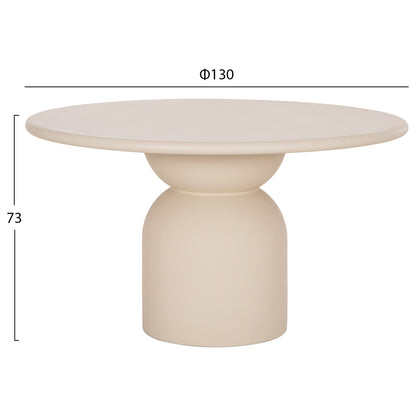 Round Dining Table Kazvin Hm6582.02 Beige Fiber Cement Φ130x75hcm.
