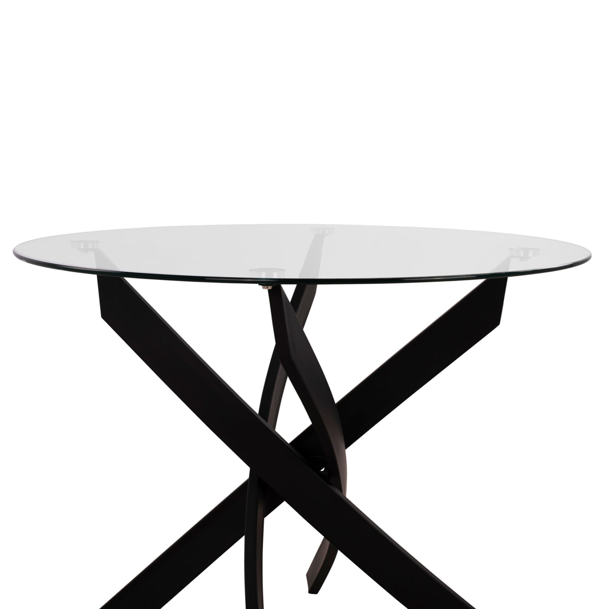 Dining Table Round Jafaru Hm8733.01 Metallic Black With Glass Φ120x75Ηcm.
