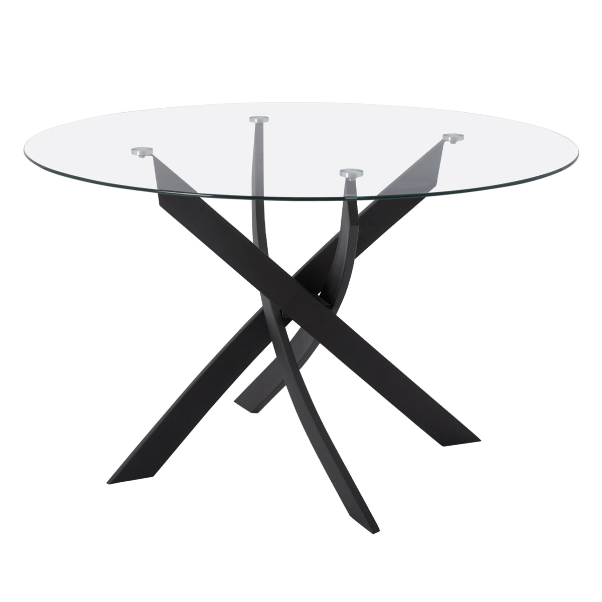 Dining Table Round Jafaru Hm8733.01 Metallic Black With Glass Φ120x75Ηcm.