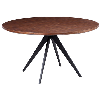 Dining Table Grippen Hm9452.02 Round With Ashtree Veneer In Walnut&rustic Style Φ140x75hcm.