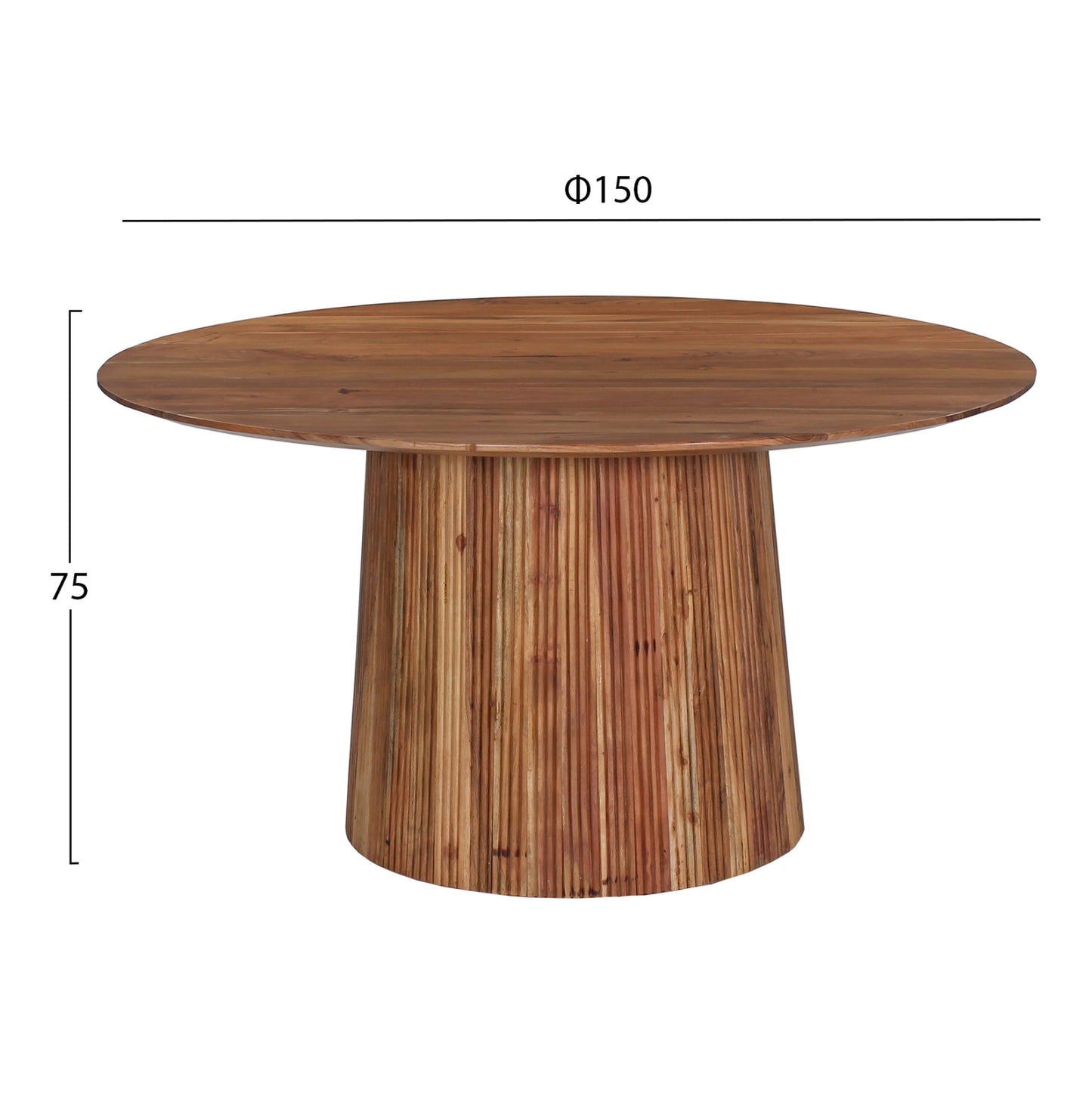 Dining Table Round Groot Hm9685 Solid Acacia Wood In Natural Φ150x76hcm.