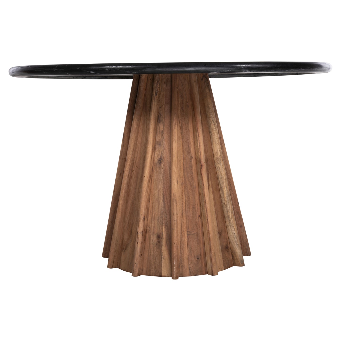 Dining Table Round Draxx Hm9687 Solid Acacia Wood-black Marble Top Φ120x76hcm.