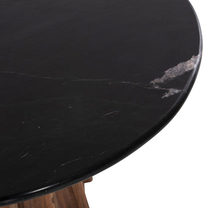 Dining Table Round Draxx Hm9687 Solid Acacia Wood-black Marble Top Φ120x76hcm.