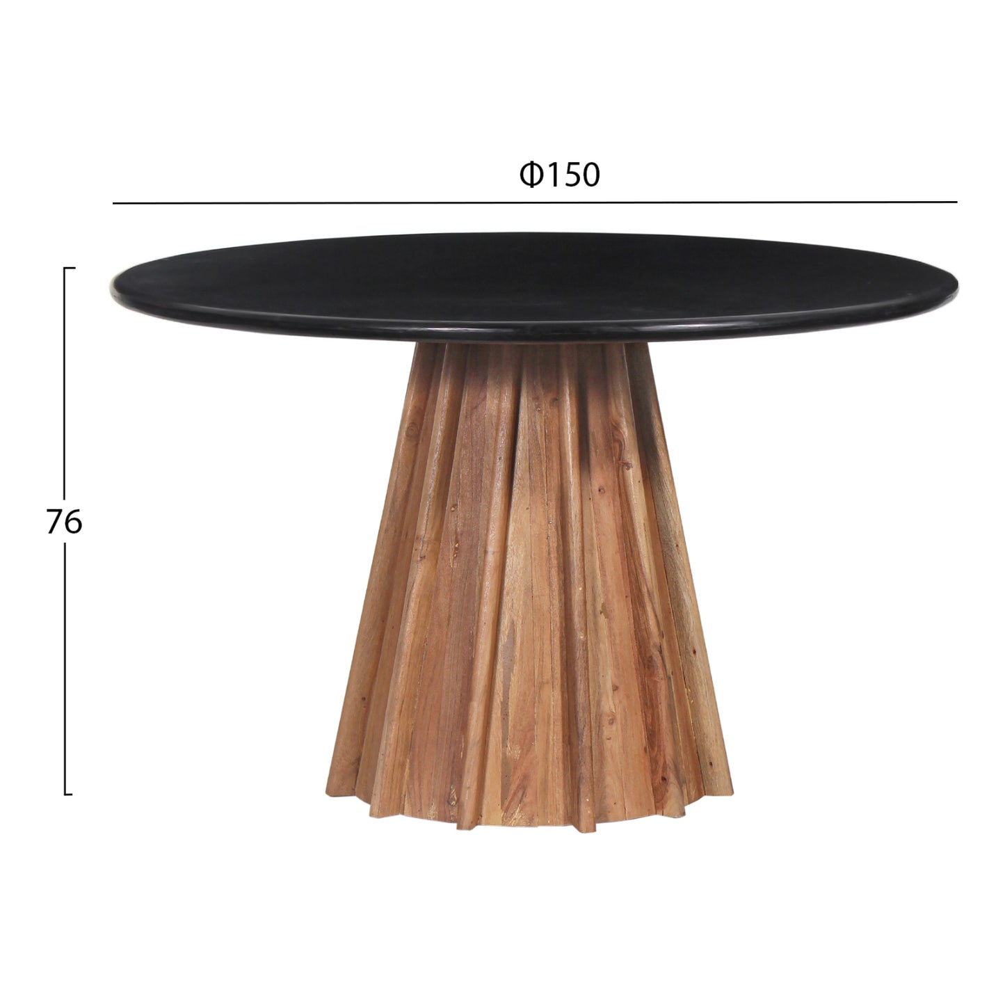 Dining Table Round Draxx Hm9688 Solid Acacia Wood-black Marble Top Φ150x76hcm.