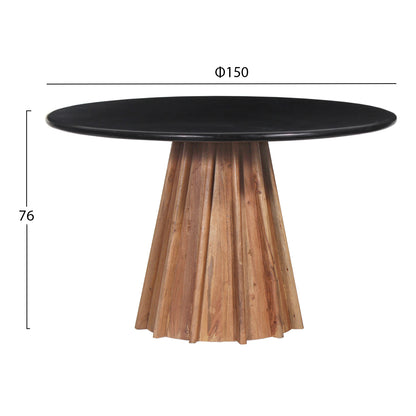 Dining Table Round Draxx Hm9688 Solid Acacia Wood-black Marble Top Φ150x76hcm.