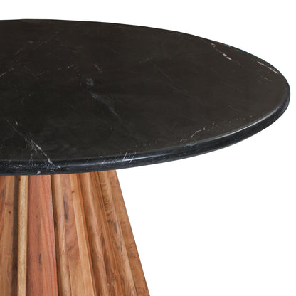 Dining Table Round Draxx Hm9688 Solid Acacia Wood-black Marble Top Φ150x76hcm.