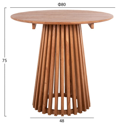 Dining Table Round Frantz Hm9832.11 Solid Mindi Wood In Natural Color Φ80x75hcm