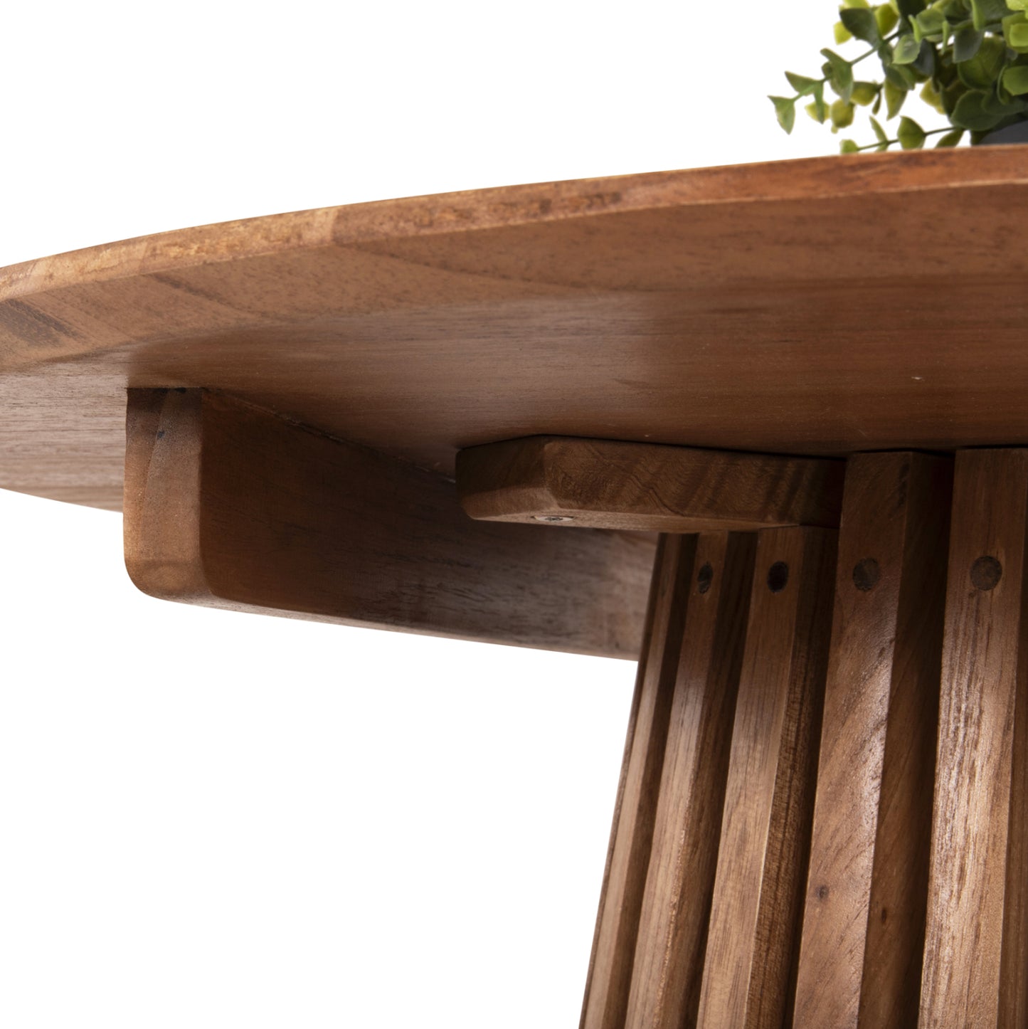 Dining Table Round Frantz Hm9832.11 Solid Mindi Wood In Natural Color Φ80x75hcm