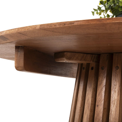 Dining Table Round Frantz Hm9832.11 Solid Mindi Wood In Natural Color Φ80x75hcm