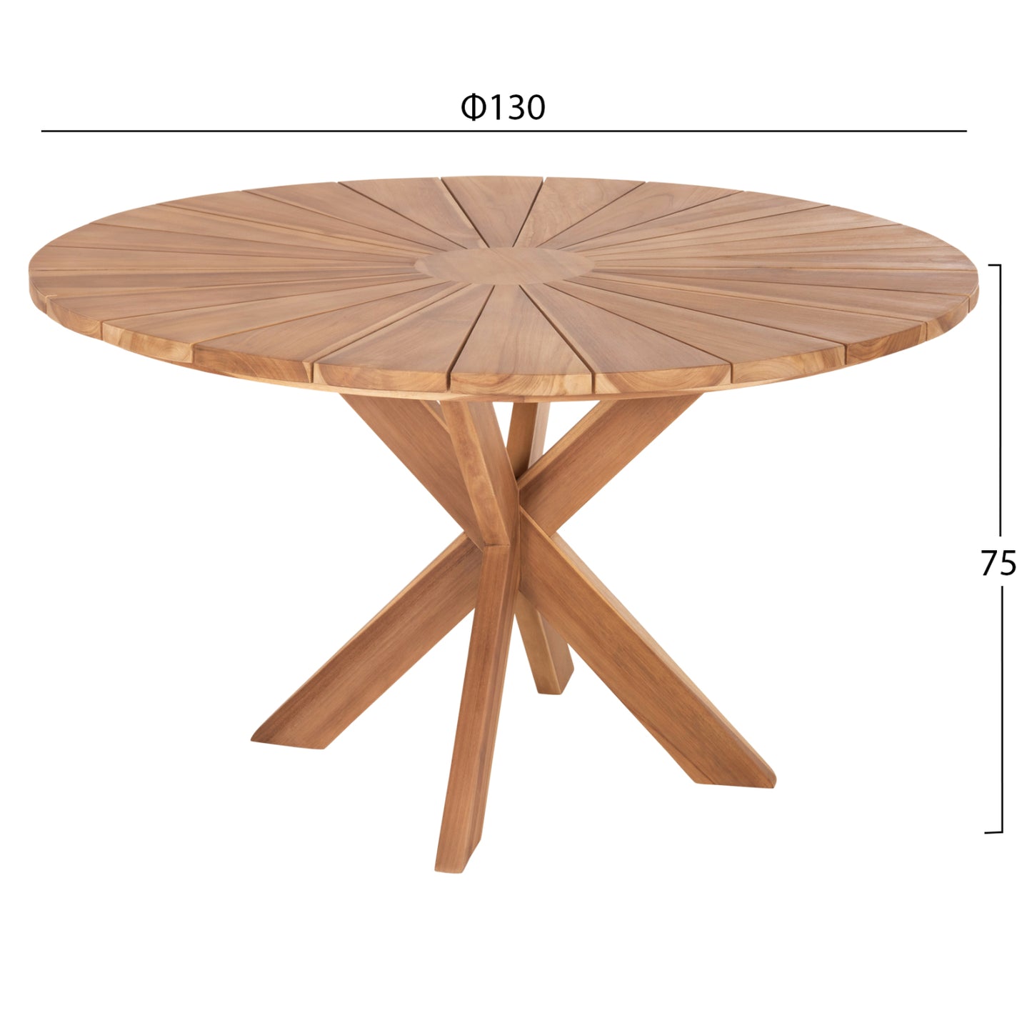 Round Dining Table Excess Hm9868 Teak Wood In Natural Matte Finish Φ130x75hcm.