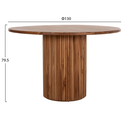 Dining Table Round Roder Hm9896 Teak Wood- 3cm Thick Top-  Φ130x79.5hcm.