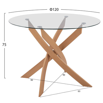 Dining Table Round Jada Metal Legs Tempered Glass Φ120x75hcm.hm8733.02