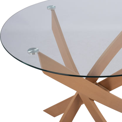 Dining Table Round Jada Metal Legs Tempered Glass Φ120x75hcm.hm8733.02