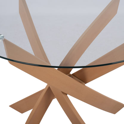 Dining Table Round Jada Metal Legs Tempered Glass Φ120x75hcm.hm8733.02