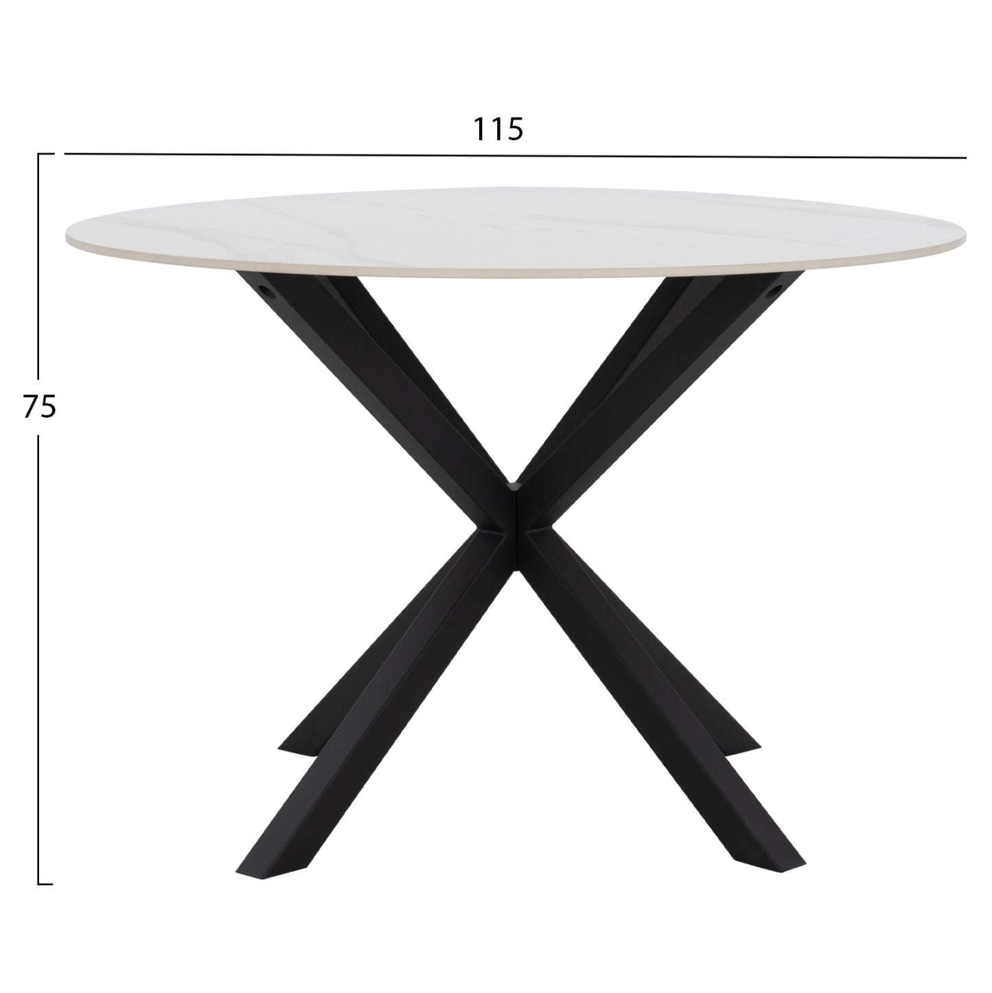 Dining Table Round Syntec Hm9309.02 Sintered Stone White Metal Legs Φ115x75h
