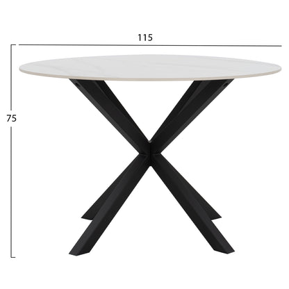 Dining Table Round Syntec Hm9309.02 Sintered Stone White Metal Legs Φ115x75h