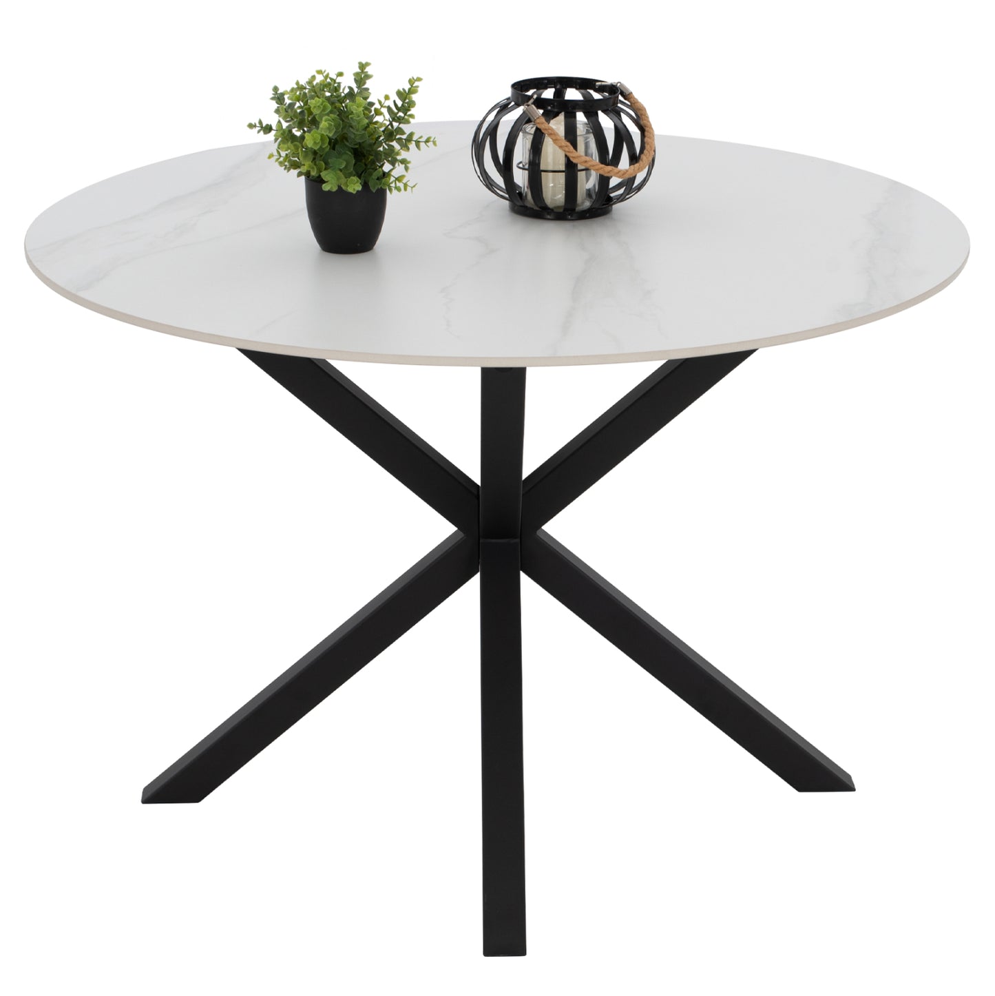 Dining Table Round Syntec Hm9309.02 Sintered Stone White Metal Legs Φ115x75h