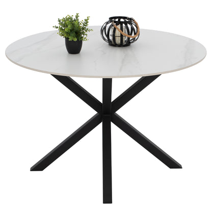 Dining Table Round Syntec Hm9309.02 Sintered Stone White Metal Legs Φ115x75h