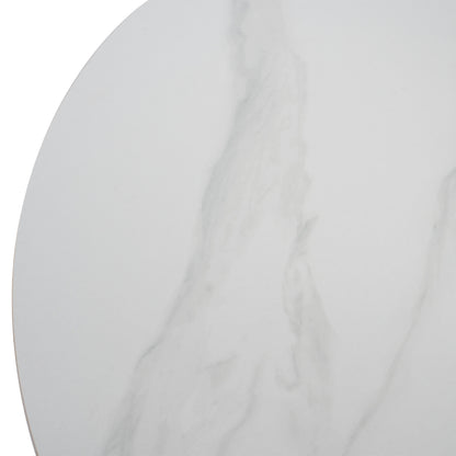 Dining Table Round Syntec Hm9309.02 Sintered Stone White Metal Legs Φ115x75h