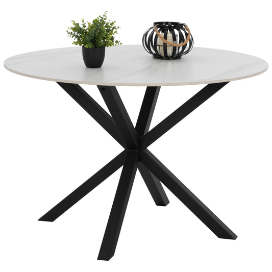 Dining Table Round Syntec Hm9309.02 Sintered Stone White Metal Legs Φ115x75h