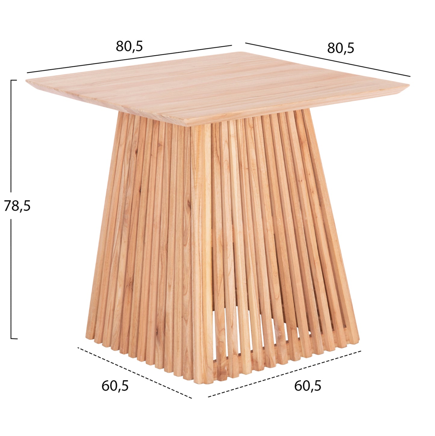 Dining Table Square Frantz Hm9458.01 Solid Mindi Wood 80,5x80,5x78,5hcm
