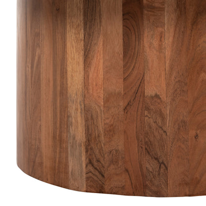 Coffee Tables 2pcs Formel Hm11915 Acacia Wood In Natural-white Marble Top Φ100 & Φ80 Cm.