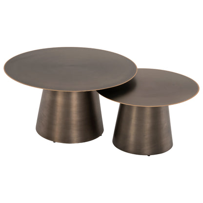 Coffee Tables 2pcs Nickely Hm9667 Metal In Nickel Antique Φ80x41h & Φ60x36h Cm.