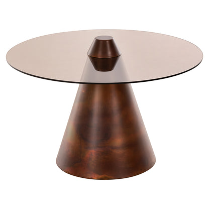 Coffee Tables 2pcs Reben Hm9676 Metal In Burned Copper-smoke Glass Top Φ80 & Φ60 Cm.
