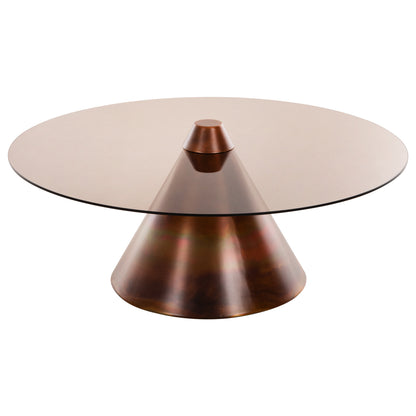 Coffee Tables 2pcs Reben Hm9676 Metal In Burned Copper-smoke Glass Top Φ80 & Φ60 Cm.