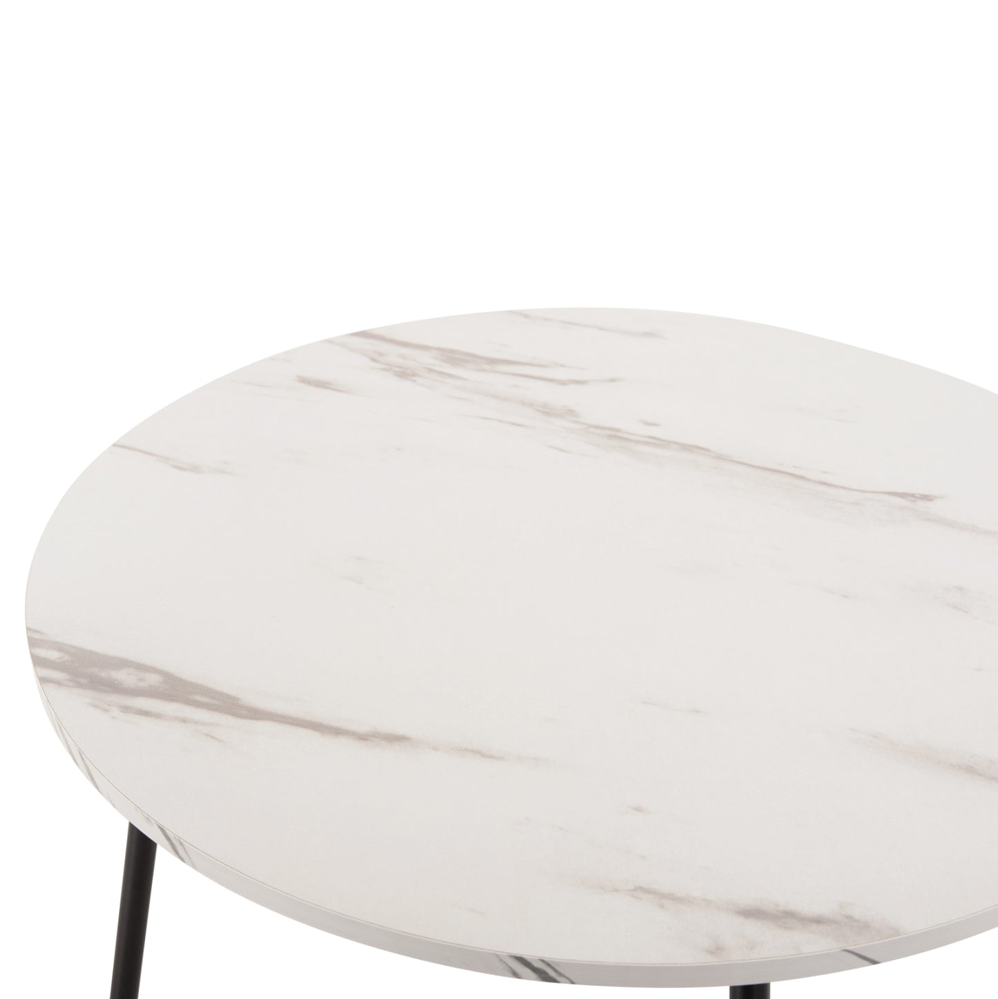 Coffee Tables 2pcs Round Cupper Hm9878.12 Melamine In White Marble-black Metal Φ55x45hcm.