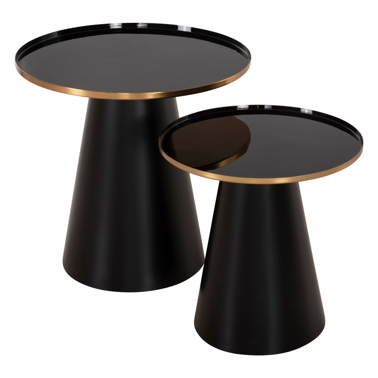 Coffee Tables 2pcs Beng Hm9920 Enameled Metal Top-mat Base-black Φ50 & Φ40 Cm.