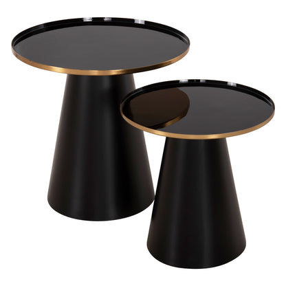 Coffee Tables 2pcs Beng Hm9920 Enameled Metal Top-mat Base-black Φ50 & Φ40 Cm.