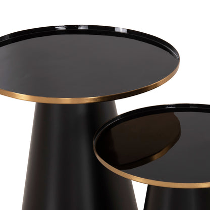 Coffee Tables 2pcs Beng Hm9920 Enameled Metal Top-mat Base-black Φ50 & Φ40 Cm.