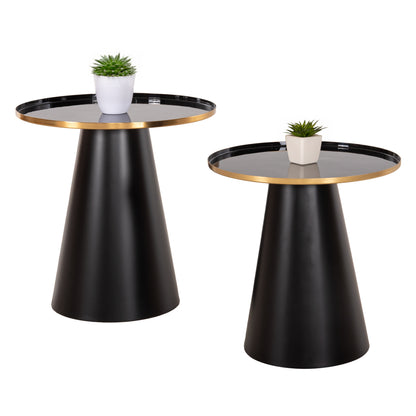 Coffee Tables 2pcs Beng Hm9920 Enameled Metal Top-mat Base-black Φ50 & Φ40 Cm.