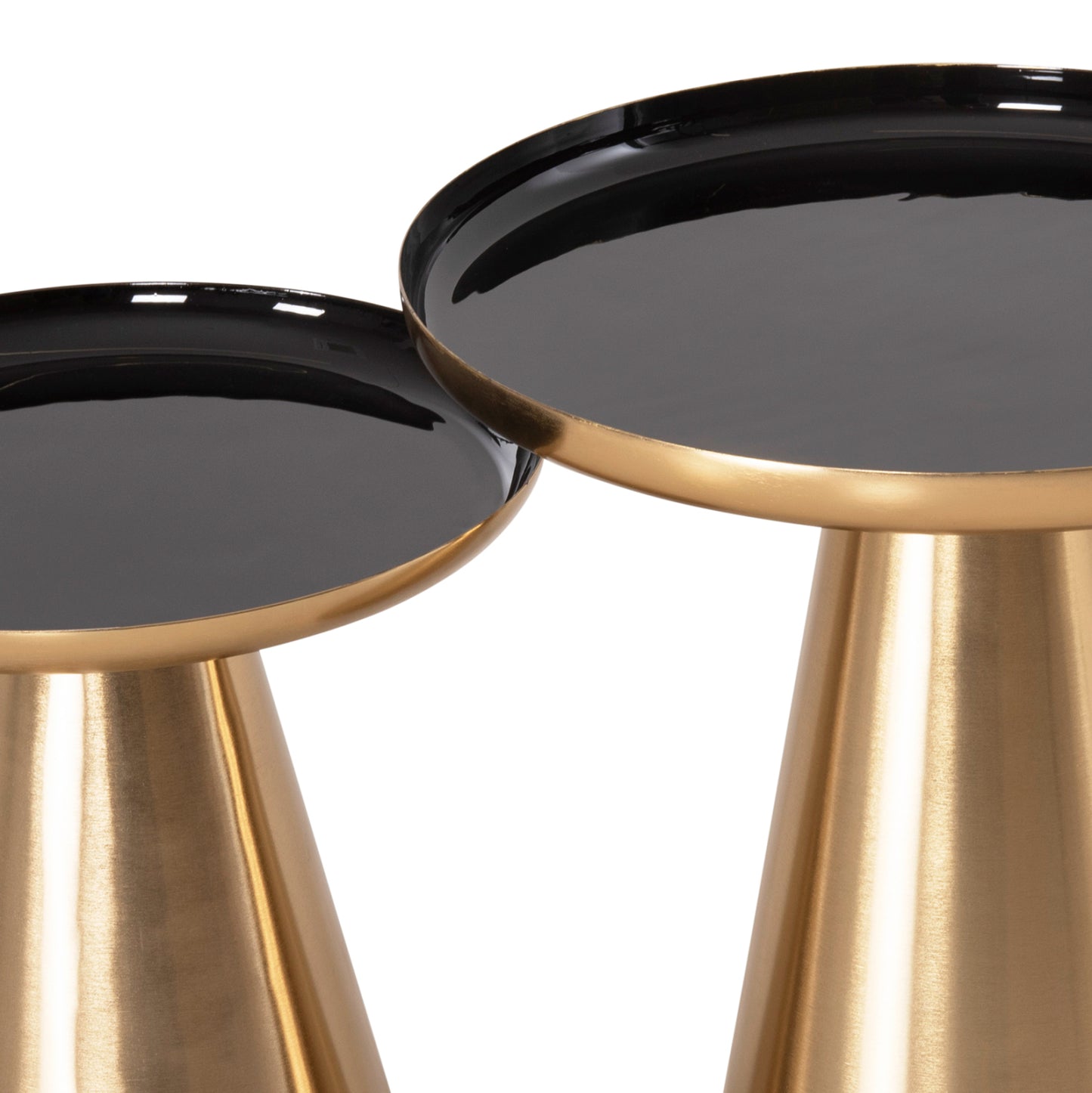 Coffee Tables 2pcs Oluf ΗΜ9921 Enameled Metal-glossy Gold & Black Φ50 & Φ41 Cm.