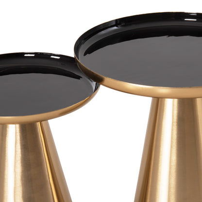 Coffee Tables 2pcs Oluf ΗΜ9921 Enameled Metal-glossy Gold & Black Φ50 & Φ41 Cm.