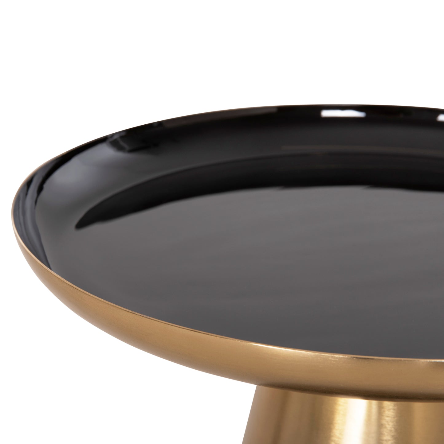 Coffee Tables 2pcs Oluf Hm9922 Enameled Metal-glossy Black-mat Gold Φ50 & Φ41 Cm.