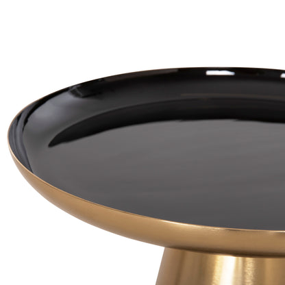 Coffee Tables 2pcs Oluf Hm9922 Enameled Metal-glossy Black-mat Gold Φ50 & Φ41 Cm.