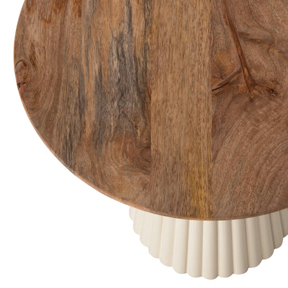 Coffee Tables 2pcs Foldy Hm9925 Metal Base In Ivory-round Top Mango Wood In Natural Φ40 & Φ48