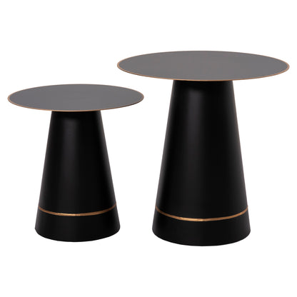 Coffee Tables 2pcs Balli Hm9996 Round Metal In Black Φ50 & Φ40 Cm.