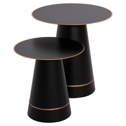 Coffee Tables 2pcs Balli Hm9996 Round Metal In Black Φ50 & Φ40 Cm.