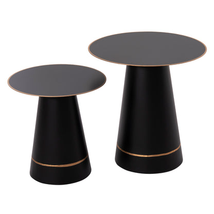 Coffee Tables 2pcs Balli Hm9996 Round Metal In Black Φ50 & Φ40 Cm.